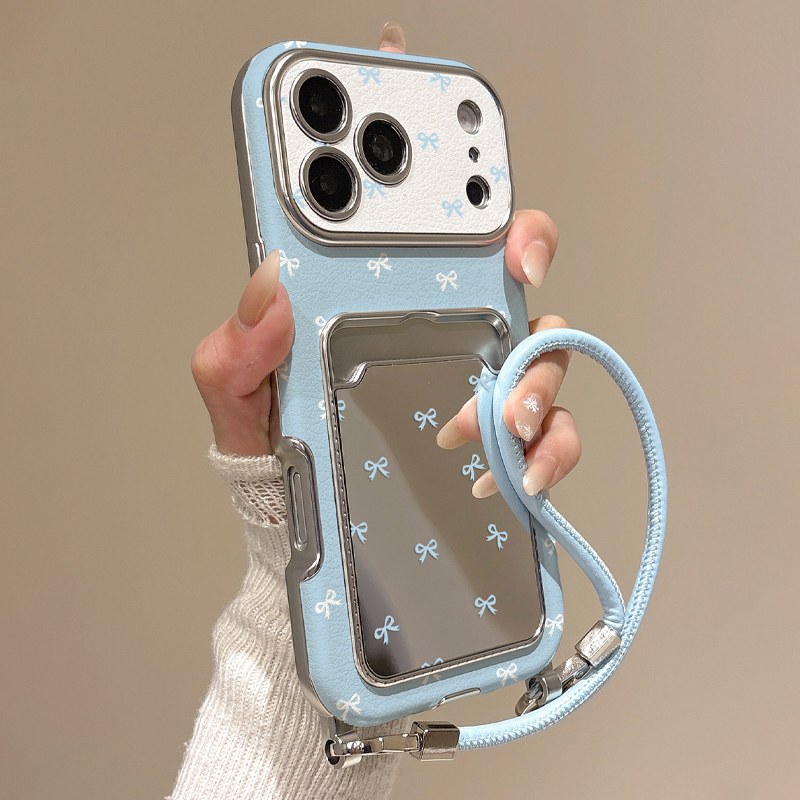Phone Cases With Wallet - Schattige strik spiegelkaart houder telefoonhoesje voor