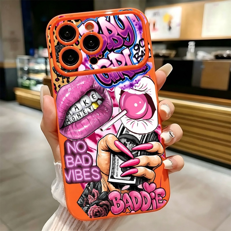 Phone Cases For Girls - Hiphop roze lippen baby meisje graffiti
