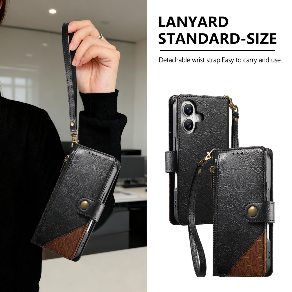 Phone Cases With Wallet - PU Lederen Rits Polsbandje Flip Wallet
