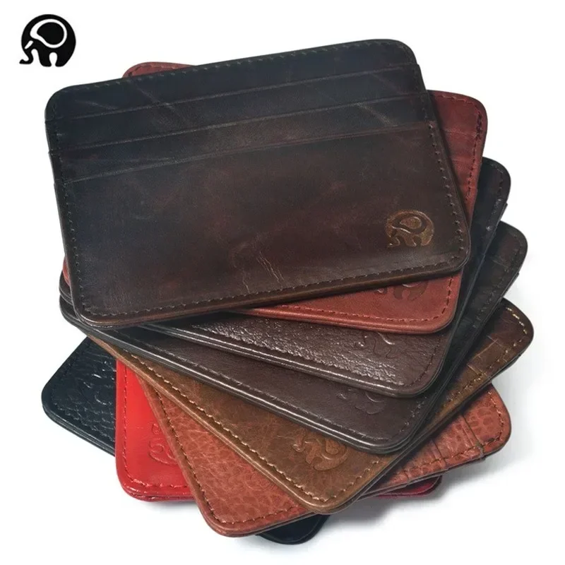 Slim Card Slot Case - Nieuwe dunne lederen mini-portemonnee slanke bank