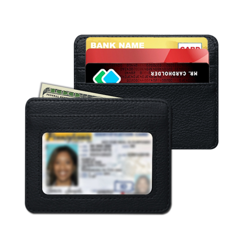 Slim Card Slot Case - Dunne PU lederen mini-portemonnee Slanke bank