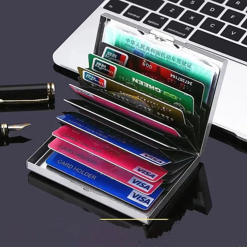 Slim Card Slot Case - 10 Slots Roestvrij Creditcardhouder Mannen Slanke