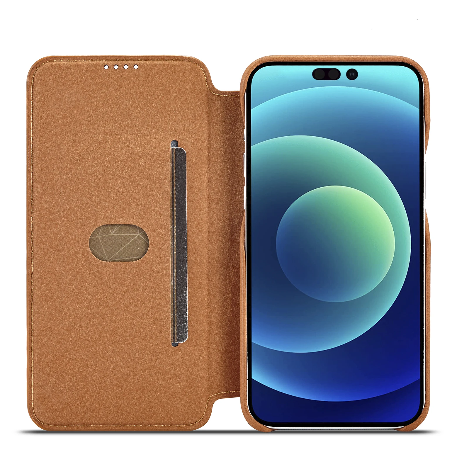 Lederen flip portemonnee magne - Slim Card Slot Case recensie en prijs