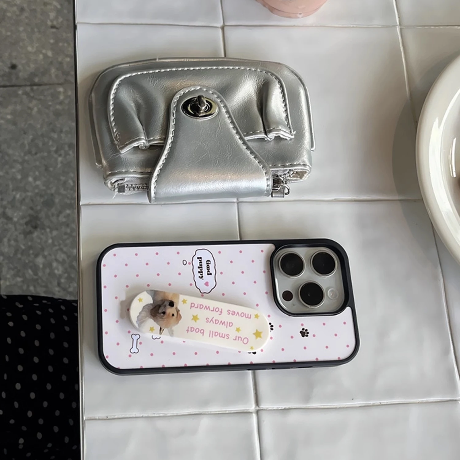 INS Roze Golf Punt Goede Puppy - Phone Cases With Stand recensie en prijs
