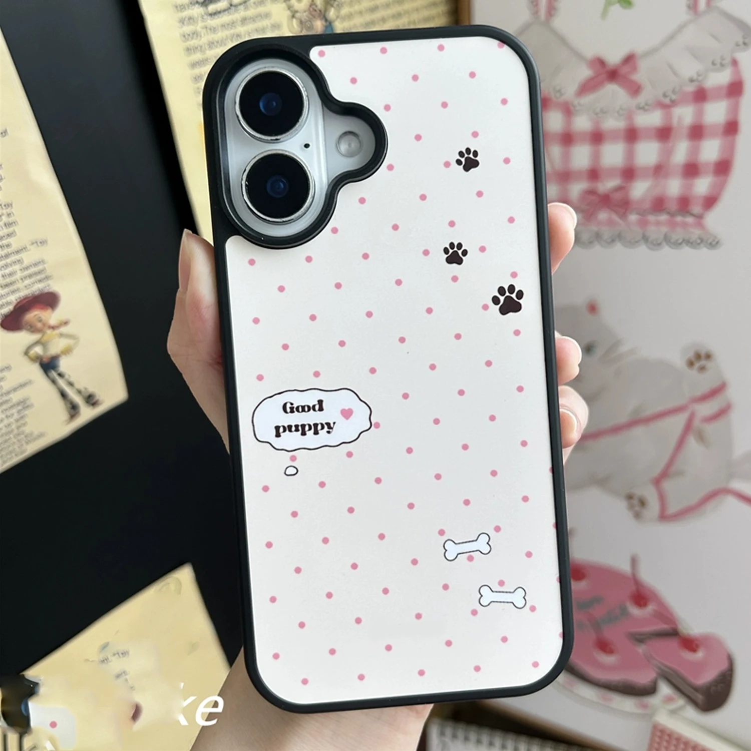 INS Roze Golf Punt Goede Puppy - Phone Cases With Stand recensie en prijs
