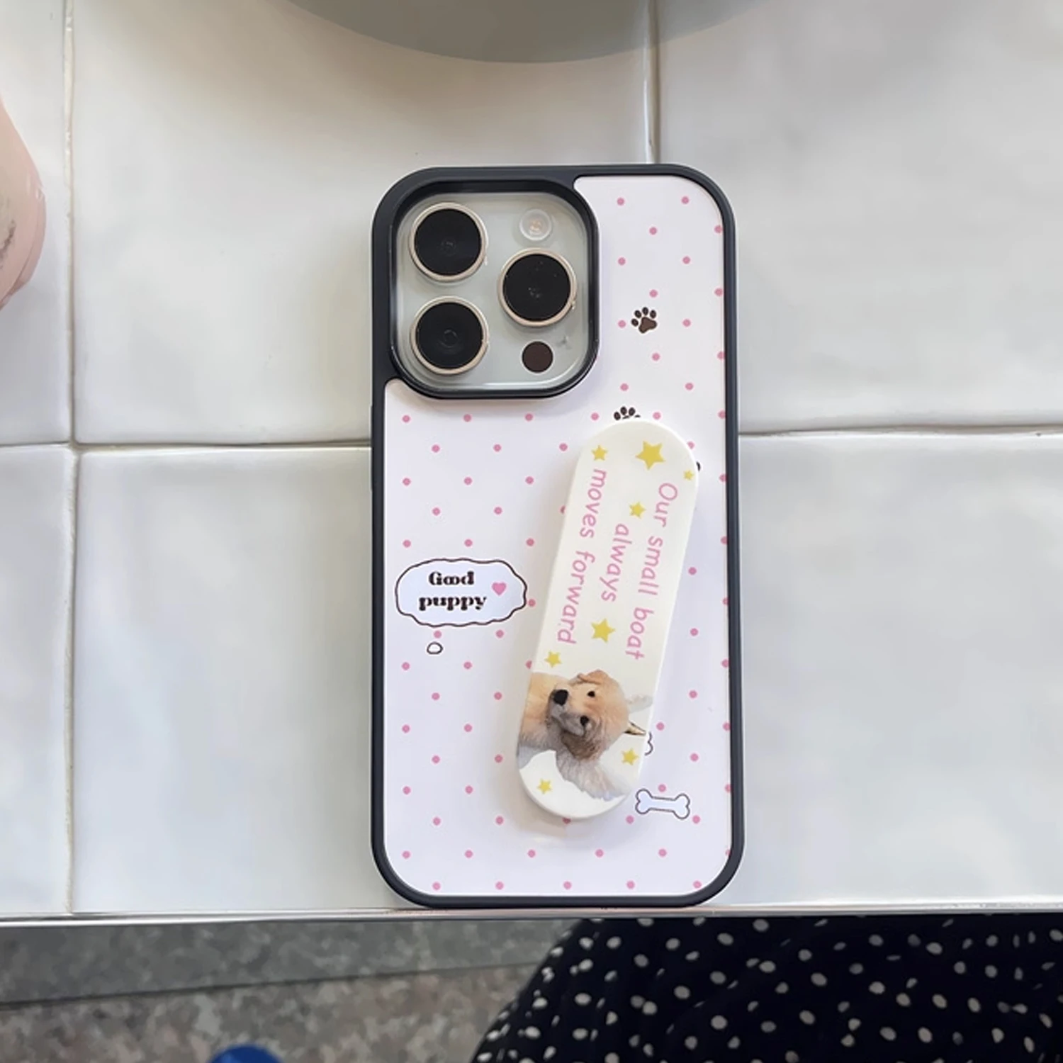 INS Roze Golf Punt Goede Puppy - Phone Cases With Stand recensie en prijs