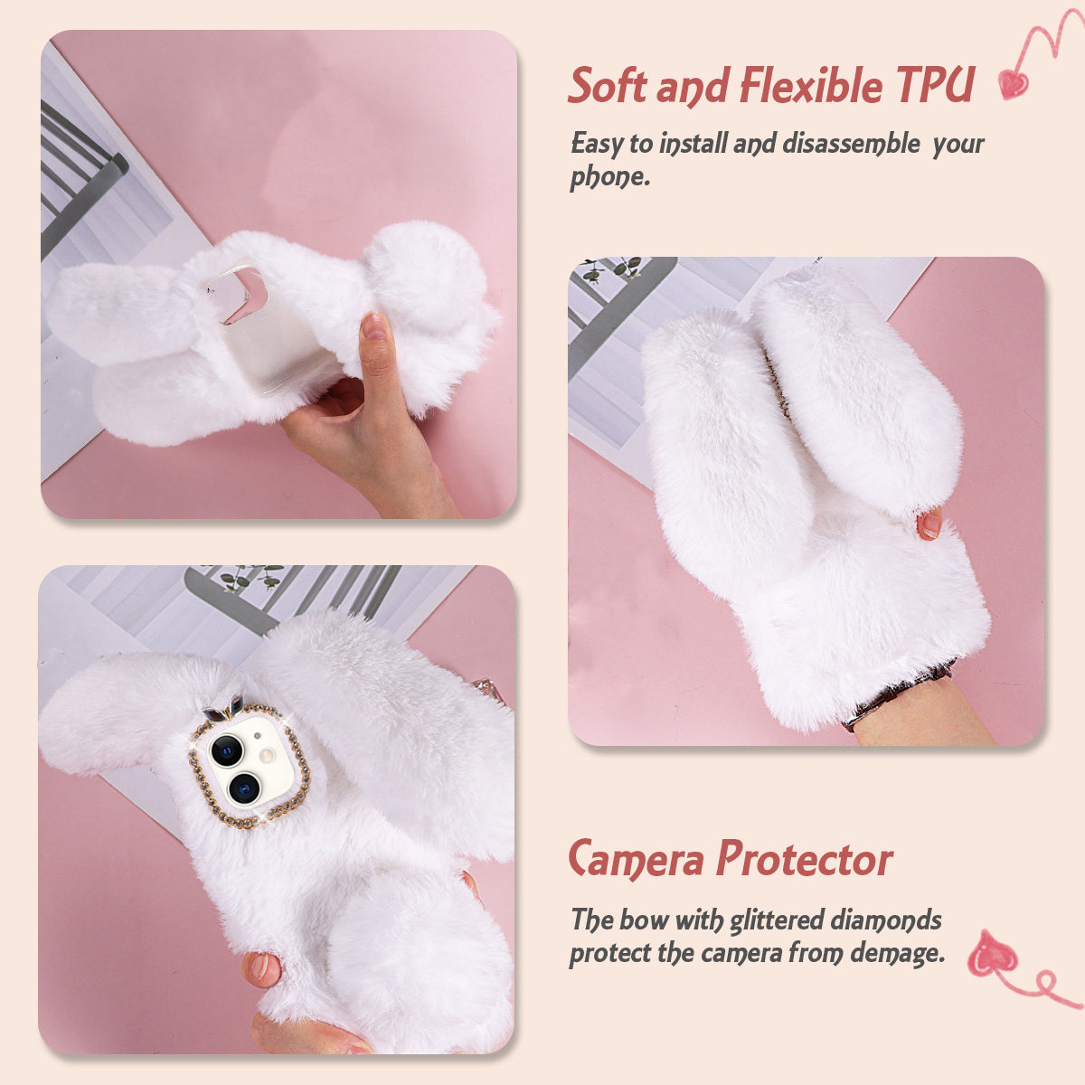 Wit 6,1 inch schattig konijnen - Phone Cases Designer recensie en prijs