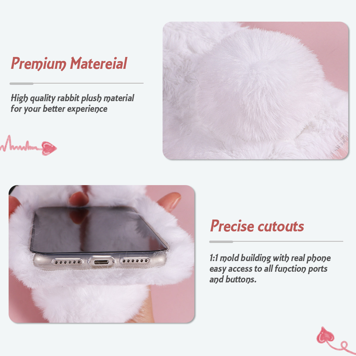 Wit 6,1 inch schattig konijnen - Phone Cases Designer recensie en prijs